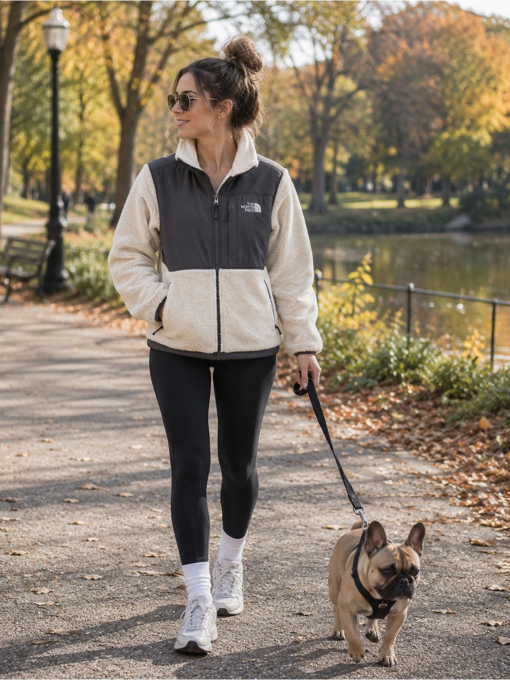 The North Face Women's Teddy Fleece Jacket in Cream and Gray
